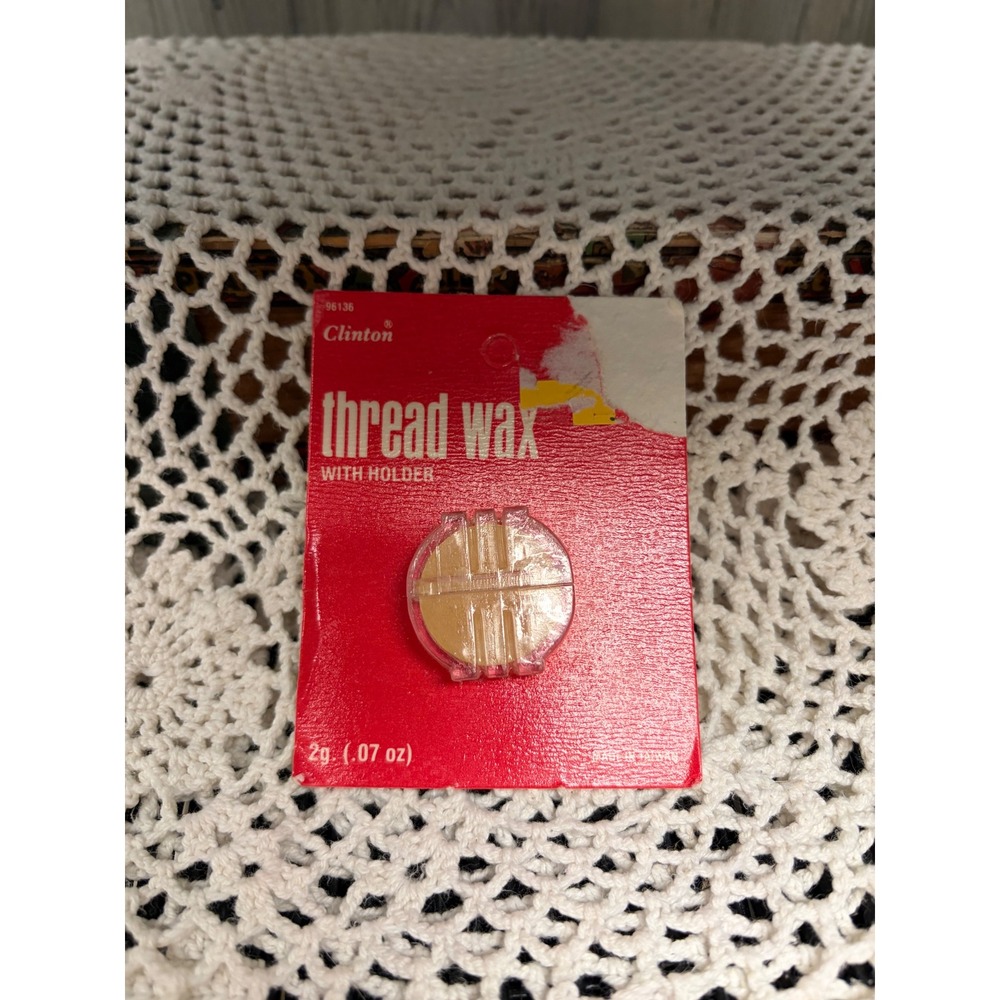 Vintage Clinton Thread Wax with Holder Dritz Corporation 1985 Sewing Notion
